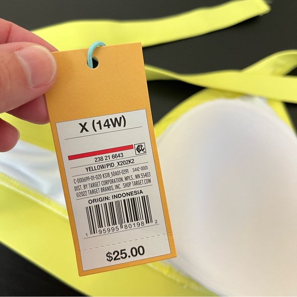 NWT Kona Sol Yellow Stripe Bikini Top Size X (14W) - Picture 8 of 10